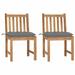 Garden Chairs 2 pcs with Cushions Solid Teak Wood