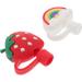 2pcs Silicone Straw Covers Anti-dust Cloud Strawberry Shape Drinking Straw Tip Lids Plugs (Red White)