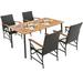 Costway 7PCS Patio Wicker Dining Set Cushion Acacia Wood Armrests Table with Umbrella Hole