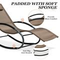 Crestlive Products Patio Rocking Chair Curved Rocker Chaise Lounge Chair with Pillow Brown