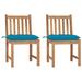 vidaXL 1/2/4/6/8x Solid Wood Teak Patio Chairs with Cushions Multi Colors