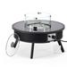 Leisuremod Walbrooke Modern Outdoor Round Fire Pit Table with Powder-Coated Aliuminum Frame and Slats Design for Patio and Backyard Garden (Black)