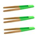 BambooMN Premium 7.9 Reusable Bamboo Kitchen A Toast Tongs For Cooking & Holding - Green - 10 Pieces