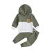 Ma&Baby Toddler Baby Boy Long Sleeve Tracksuit Outfit Set Contrast Color Sweatshirt and Pants Set
