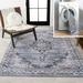 Wincer Chenille Cottage Medallion Machine-Washable Navy/Gray/Black 3 ft. x 5 ft. Area Rug