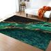 Green Gold Lines Abstract Marble Area Rug Modern Glitter Swirl Throw Rugs For Living Dinning Room Under Sofa Non-Slip Floor Mat Carpets 3 x 4