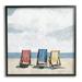 Stupell Industries Beach Chairs Coastal Cloudy Shore Coastal Painting Black Framed Art Print Wall Art