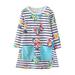 Tosmy Girls Clothes Toddler s Long Sleeve Dress Butterflies Stripes Cartoon Appliques Print A Line Flared Skater Dress Cotton Dress Outfit Party Dresses