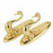 Pair of Swan Style Drapery Curtain Holdbacks Tieback Hooks (Golden)