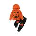 Frobukio 2PCS Kids Boys Girls Halloween Outfit Pumpkin Skeleton Print Long Sleeve Hood Sweatshirt Long Pants