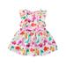 Kucnuzki Newborn Baby Girl Clothes 9 Months Summer Dress 12 Months Fly Sleeve Little Dino Prints Dress Sleeveless Drees Multi-color