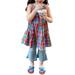 Huakaishijie Kids Toddler Baby Girl Summer Dress Plaid Loose Sleeveless Casual Party A-line Sundress for 3M-5Y