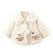Lovskoo 2024 Toddler Baby Girls Cape Ponchos Coat Solid Plush Cute Strawberry Dolman Sleeve Pompom Keep Warm Thick Coat Cloak Outfits Trench Cloak Cape Fall Winter Outwear Baby Clothes White