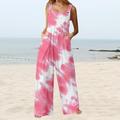 Sayhi Jumpsuits For Women Loose Dressy Rompers Summer Wide Leg Jumpsuit Sleeveless Stretchy Casual Bodysuit Pink XL