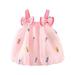 Tosmy Summer Toddler Girl Dress Cotton Sleeveless Solid Color Print Dress Soft Comfy Daily Wear Outfits Kids Casual Dresses