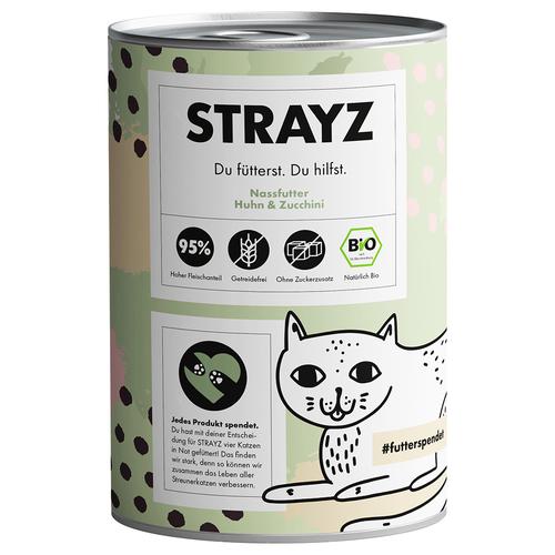 24x 400g STRAYZ BIO Dose Bio-Huhn & Bio-Zucchini Katzenfutter nass