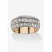 Women's 1.68 Tcw Round Cubic Zirconia Triple Row Ring In Gold-Plated by PalmBeach Jewelry in Gold (Size 7)