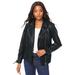 Plus Size Women's Faux Leather Moto Jacket by Roaman's in Black (Size 16 W)