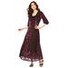 Plus Size Women's Velvet Burnout Dress by Roaman's in Dark Berry Burnout (Size 14 W)