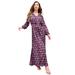 Plus Size Women's Boho Crinkle Maxi Dress by Roaman's in Black Lattice Medallion (Size 34/36)