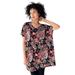 Plus Size Women's Oversized Tunic by ellos in Black Floral Print (Size 3X)