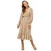 Plus Size Women's Smocked Waist Midi Dress by ellos in Beige Rust Ditsy Floral (Size 28)