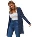 Plus Size Women's Long Boyfriend Cardigan With Tortoise Buttons by ellos in Navy (Size 34/36)