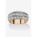 Women's 1.68 Tcw Round Cubic Zirconia Triple Row Ring In Gold-Plated by PalmBeach Jewelry in Gold (Size 7)