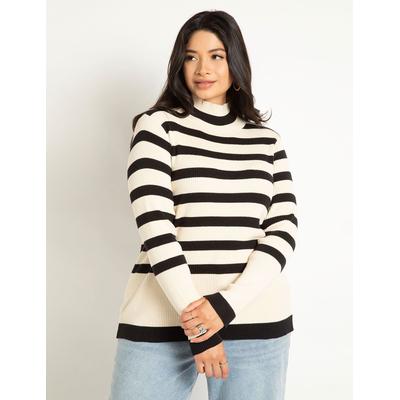 Plus Size Women's Striped Mock Neck Sweater by ELO...