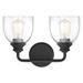 Savoy House Essentials Vale 14.75" Wide 2-Light Black Bath Light