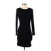 Zara Basic Casual Dress - Bodycon Crew Neck 3/4 sleeves: Black Print Dresses - Women's Size Small