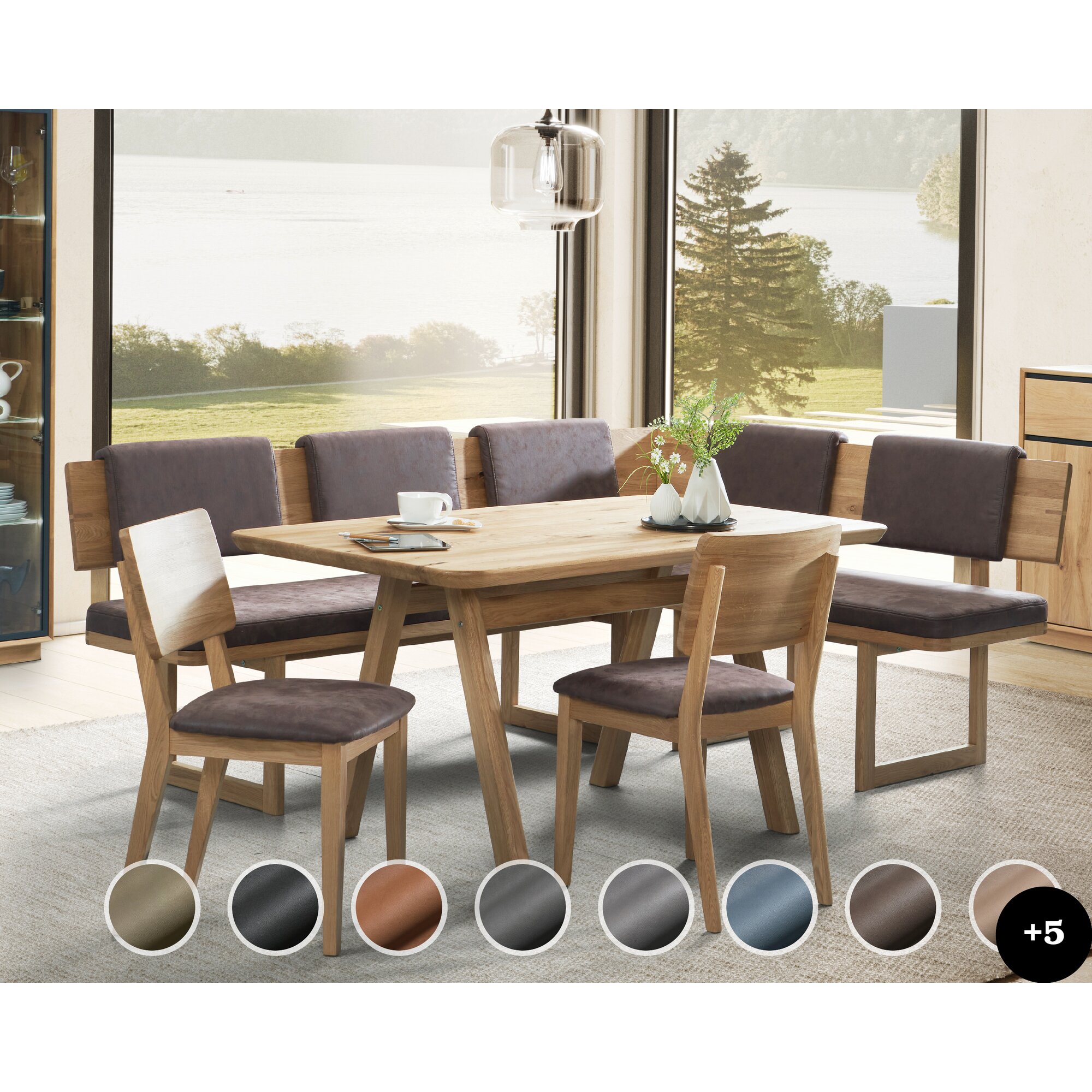 Schösswender »Deven« Eckbankgruppe I Gavin 29 schwarz / Wildeiche Samtöl