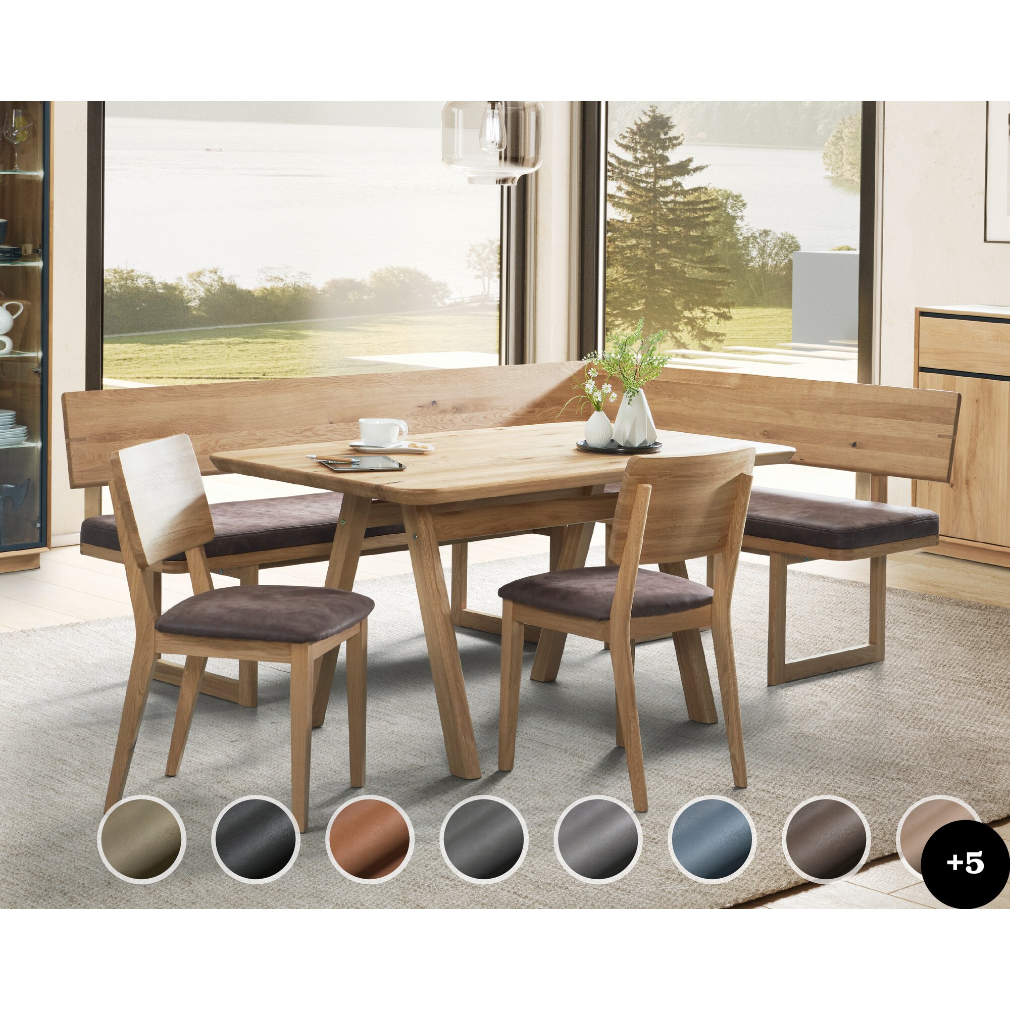 Schösswender »Deven« Eckbankgruppe II Gavin 22 cognac / Wildeiche Samtlack