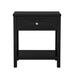 Wooden End Side Table Nightstand with Glass Top and Drawer