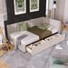 Upholstered Daybed with 2 Storage Drawers Twin Size Sofa Bed Frame No Box Spring Needed, Linen Fabric (Beige)