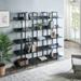 5-Tier Industrial Bookshelf with Metal Frame and Wood Boards, Bookshelf with Adjustable Foot Pads for Home Office