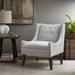 Modern Upholstered Button Tufted Accent Chair, Linen Fabric Sofa Chairs for Bedroom, Living Room, Comfy Reading Chair