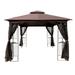 Aukfa Outdoor Patio Gazebo Canopy Tent - 10x10 FT with Mosquito Net, Brown