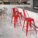 24'' High Metal Indoor-Outdoor Counter Height Stool with Back