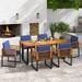 Costway 7pcs Patio Acacia Wood Dining Chair & Table Set Heavy-Duty Space-Saving Outdoor