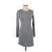 Lou & Grey Casual Dress - Mini Crew Neck Long sleeves: Gray Print Dresses - Women's Size Small