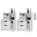 Latitude Run® Samyo 2 Nightstand w/ Charging Station, 2 Drawer, for Small Spaces & Black Wood in White | 27.6 H x 19.8 W x 13.9 D in | Wayfair