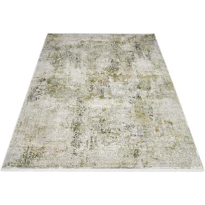Teppich OCI DIE TEPPICHMARKE "BESTSELLER CAVA", grün (grün, grau), B:240cm H:8mm L:240cm, Kunstfaser, Viskose, Teppiche, Fransenteppich, Glanz Viskose, mit Fransen, Hoch Tief Struktur, Vintage, Wohnzimmer Image