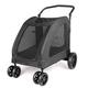 Virzen Dog Stroller Pet, Foldable Dog Stroller 4 Wheels, Mesh Skylight Pet Stroller Travel for Small Medium Large Pets up to 120lbs (Black)