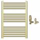 Myhomeware 500mm Wide Gold Heated Bathroom Towel Rail Radiator With Valves For Central Heating UK (With TRV Angled Valves, 500 x 800 mm (h))