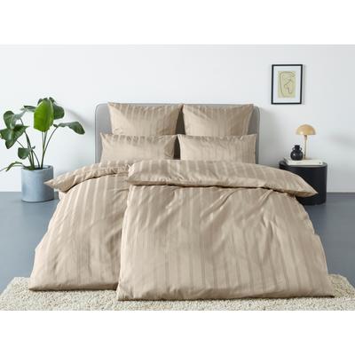 Bettwäsche "Leonore", beige, B/L: 155cm x 220cm, , Mako-Satin, B/L: 80cm x 80cm, Mako-Satin, Obermaterial: 100% Baumwolle, LEGER HOME BY LENA GERCKE, Bettwäsche, Mako-Satin Streifen aus 100% Baumwolle, Größe ab 135x200 cm Image