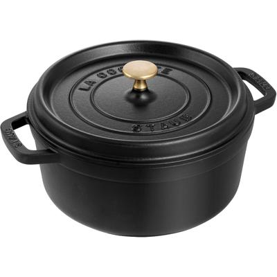 Bräter STAUB "Cocotte", schwarz, H:16,7cm Ø:26cm, Töpfe, robust, langlebig, perfekte Hitzeverteilung, Aromaregen-Deckel