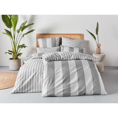 Bettwäsche HOME AFFAIRE "Sari", grau, B/L: 155cm x 220cm, , Linon, B/L: 80cm x 80cm, Linon, Obermaterial: 100% Baumwolle, Bettwäsche, in verschiedenen Qualitäten, maritime Bettwäsche mit Streifen Image
