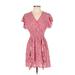 Sincerely Jules Casual Dress: Red Floral Dresses - Women's Size X-Small