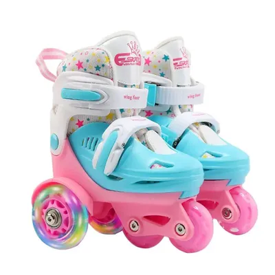 Patins à roulettes réglables en PU élastique pour enfants roues alignées patins à roulettes à